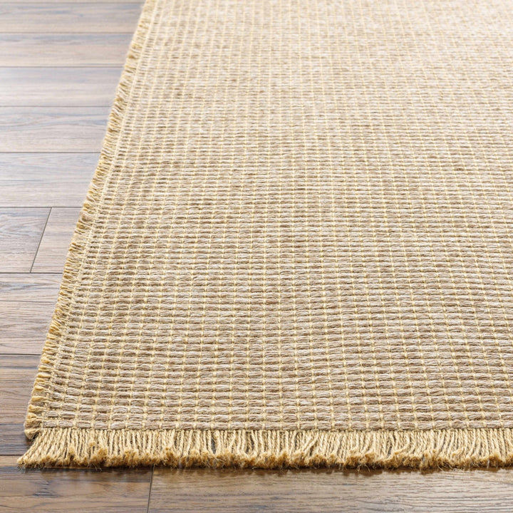 Modern Geometrical Texture Light Brown and Tan Multi Size Jute Area Rug - The Rug Decor