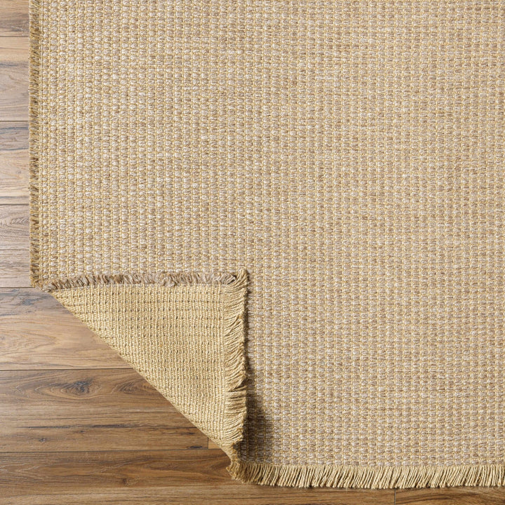 Modern Geometrical Texture Light Brown and Tan Multi Size Jute Area Rug - The Rug Decor