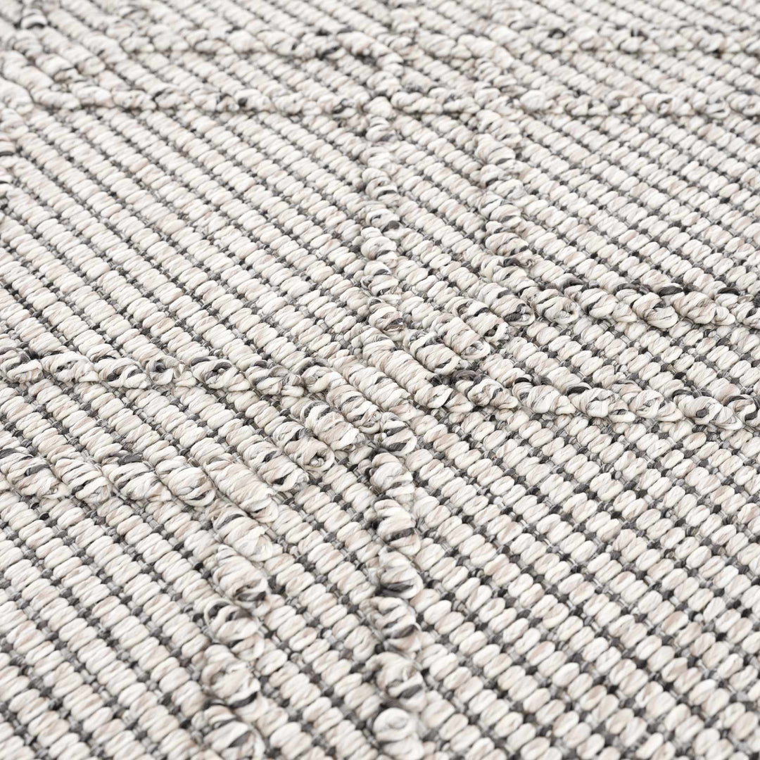 Modern Geometrical Texture Silver and Charcoal Outdoor Safe Area Rug - The Rug Decor