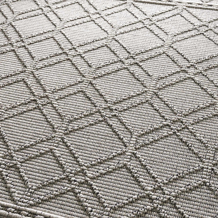 Modern Geometrical Texture Silver and Charcoal Outdoor Safe Area Rug - The Rug Decor