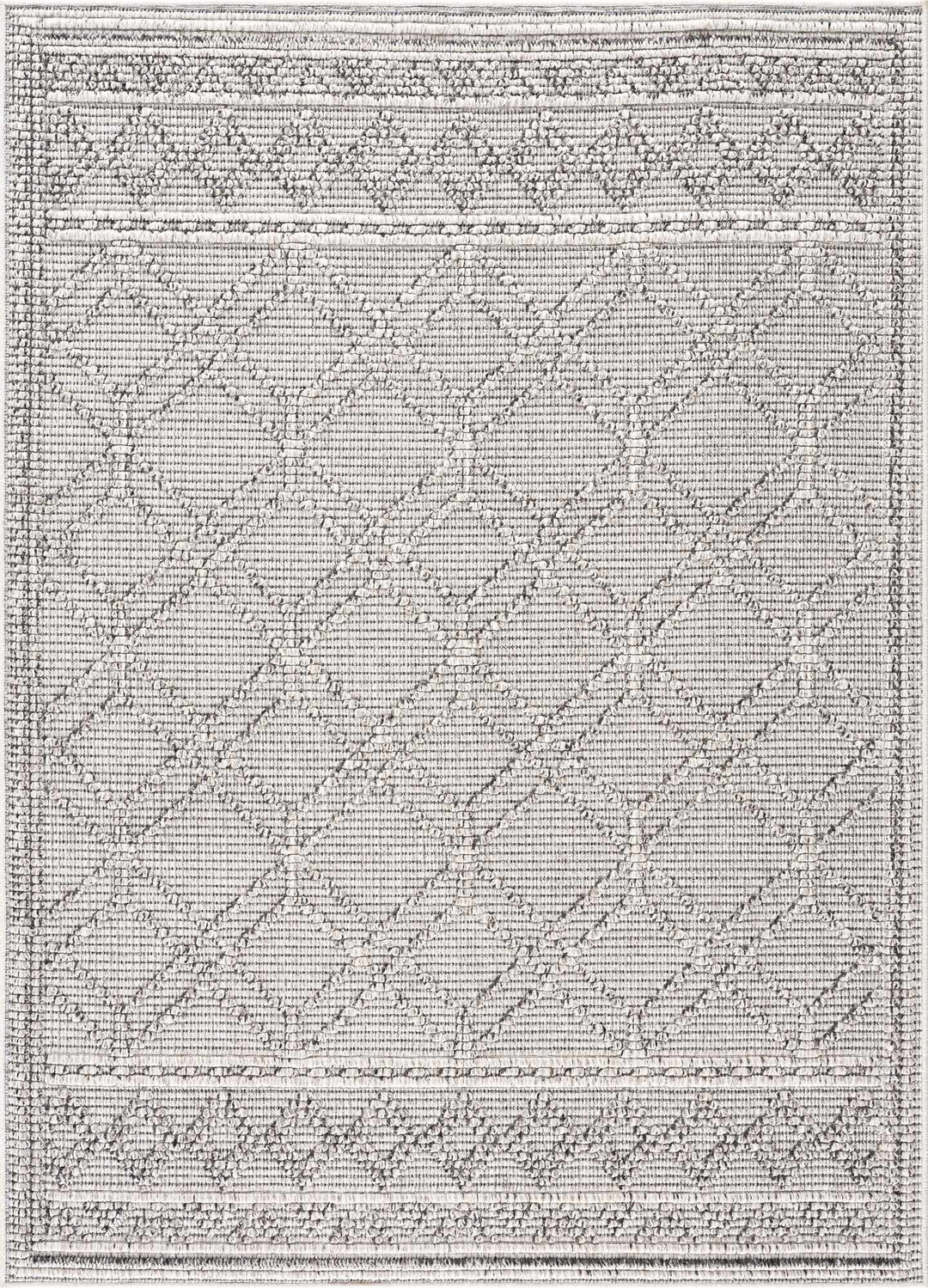 Modern Geometrical Texture Silver and Charcoal Outdoor Safe Area Rug - The Rug Decor