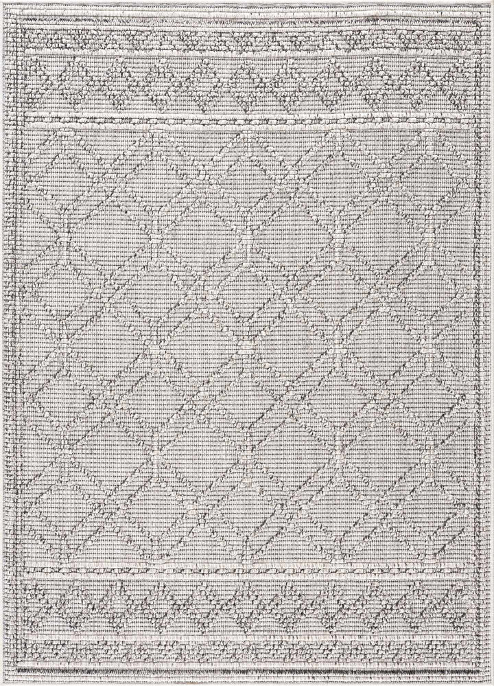 Modern Geometrical Texture Silver and Charcoal Outdoor Safe Area Rug - The Rug Decor