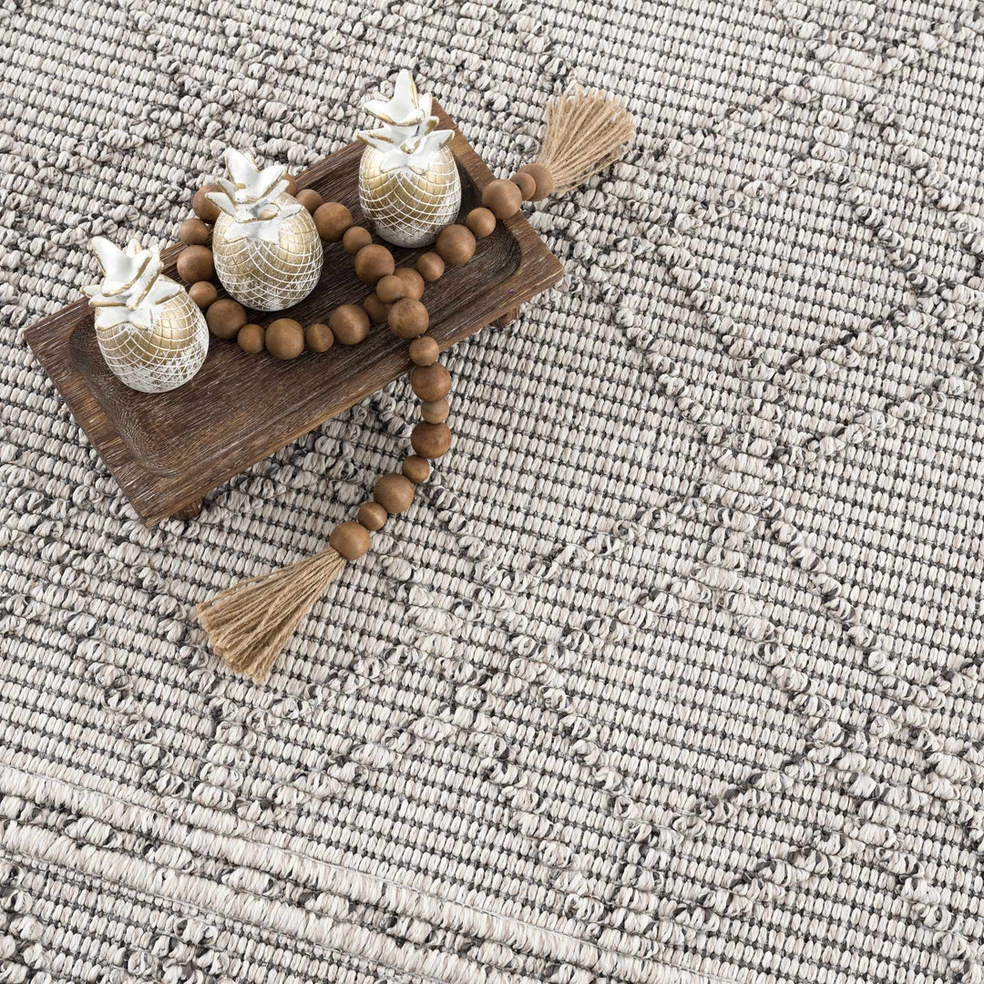 Modern Geometrical Texture Silver and Charcoal Outdoor Safe Area Rug - The Rug Decor
