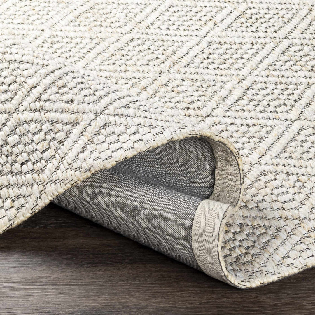 Modern Geometrical Textured Hand Woven Ivory and Black Jute Area Rug - The Rug Decor