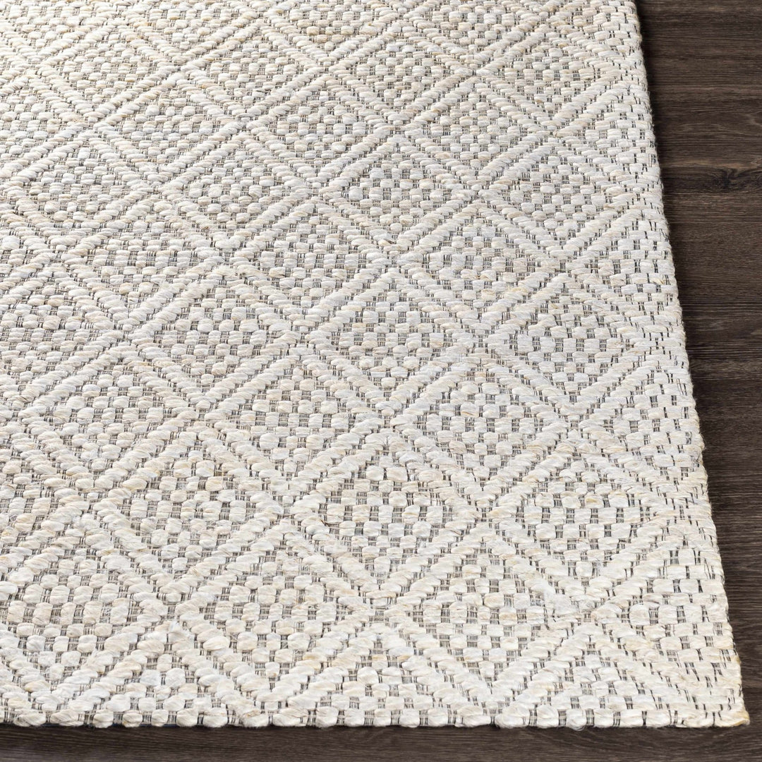 Modern Geometrical Textured Hand Woven Ivory and Black Jute Area Rug - The Rug Decor