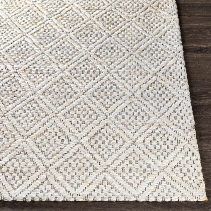 Modern Geometrical Textured Hand Woven Ivory and Black Jute Area Rug - The Rug Decor