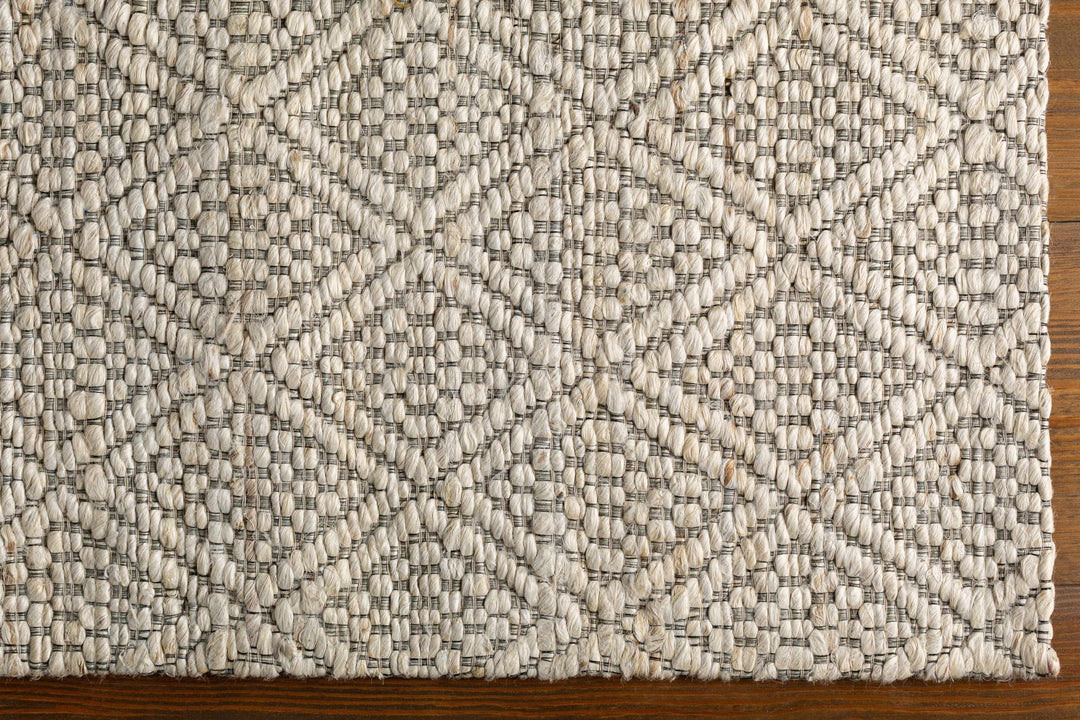 Modern Geometrical Textured Hand Woven Ivory and Black Jute Area Rug - The Rug Decor