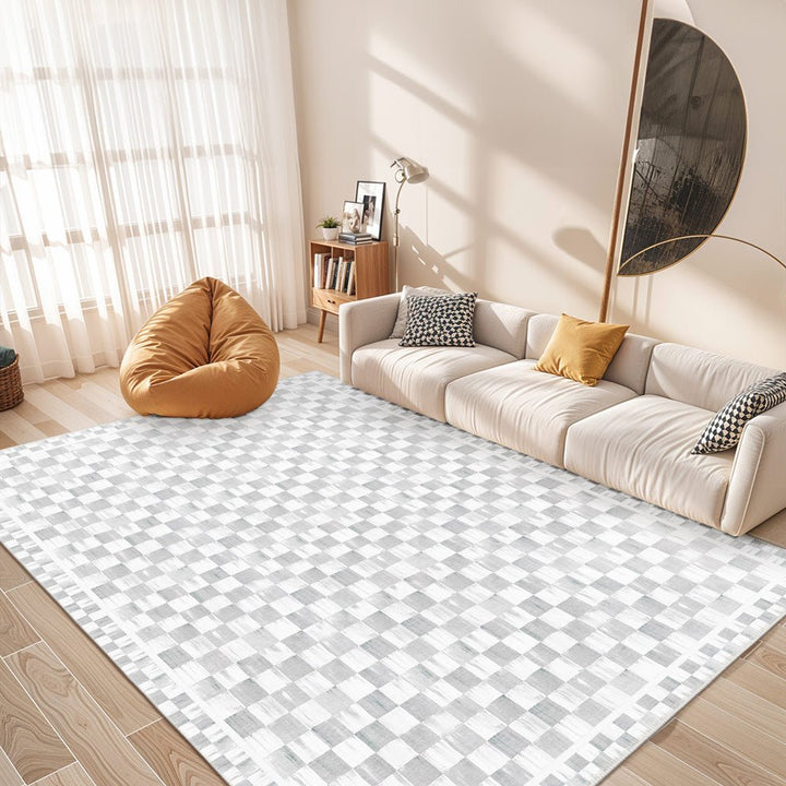 Modern Geometrical White Machine Washable Cotton Area Rug - The Rug Decor