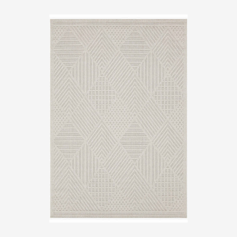 Modern Geometrical White Machine Washable Polypropylene Rug - The Rug Decor