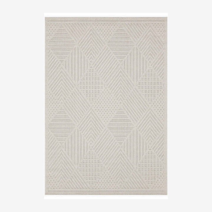 Modern Geometrical White Machine Washable Polypropylene Rug - The Rug Decor