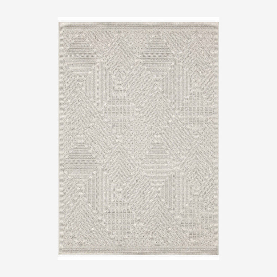 Modern Geometrical White Machine Washable Polypropylene Rug - The Rug Decor
