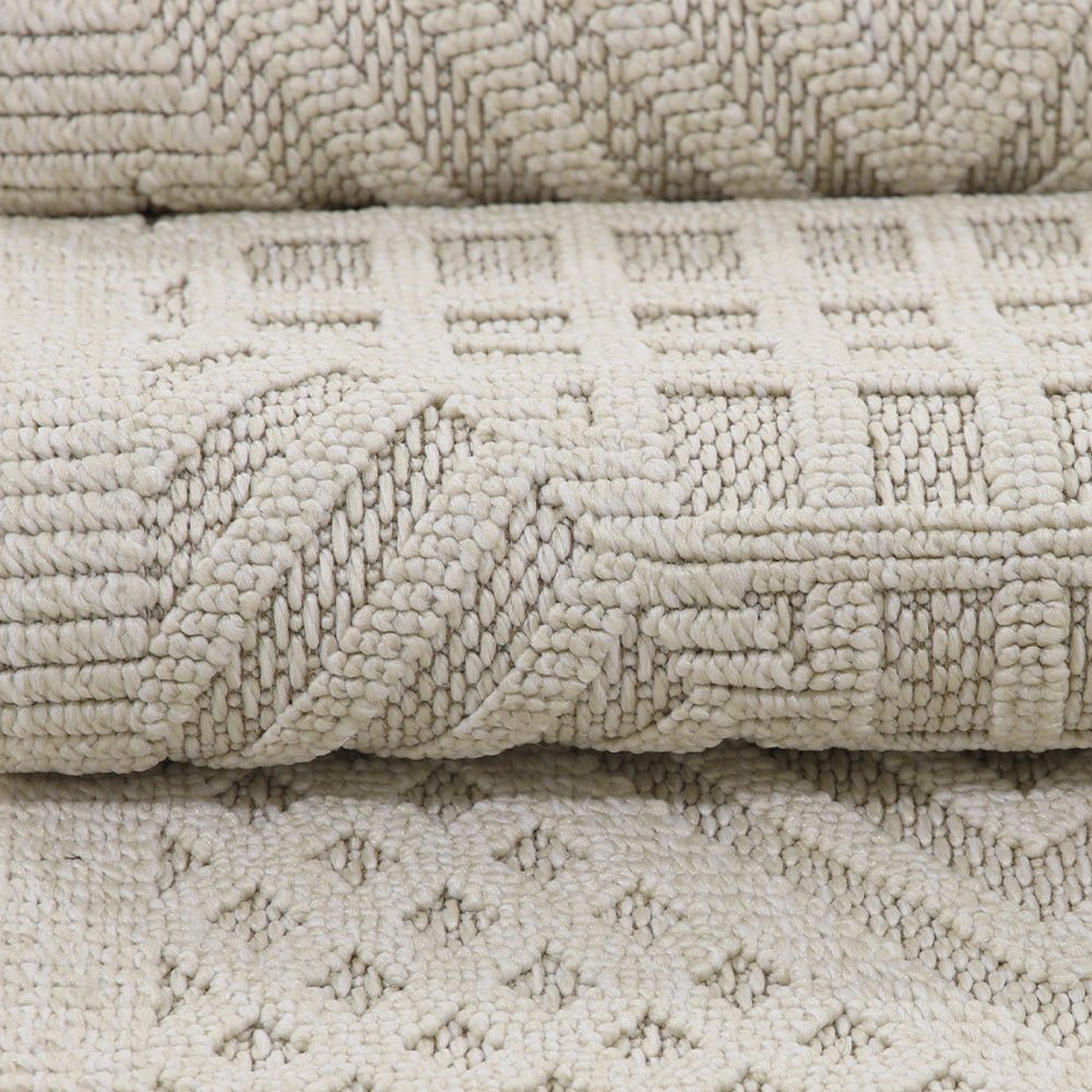 Modern Geometrical White Machine Washable Polypropylene Rug - The Rug Decor