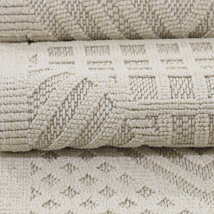 Modern Geometrical White Machine Washable Polypropylene Rug - The Rug Decor