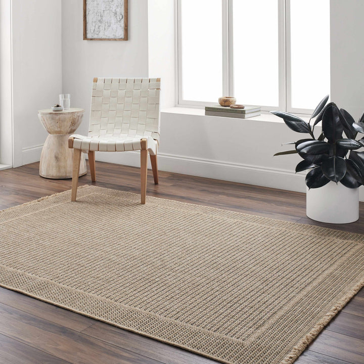 Modern Giada Tan And Brown Machine Woven Indoor & Outdoor Rug - The Rug Decor
