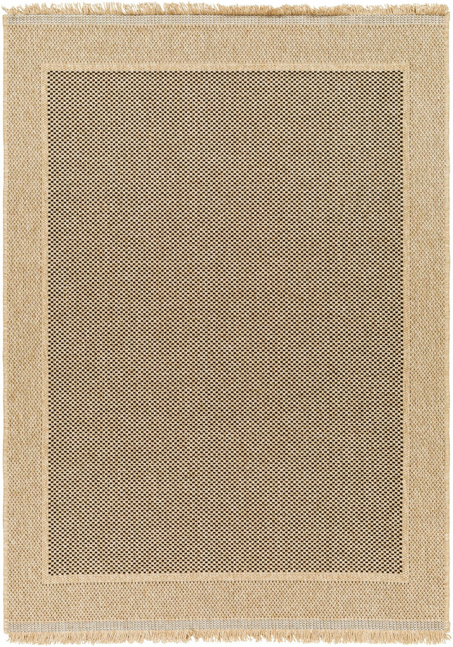 Modern Giles Pattern Tan And Black Machine Woven Indoor & Outdoor Rug - The Rug Decor