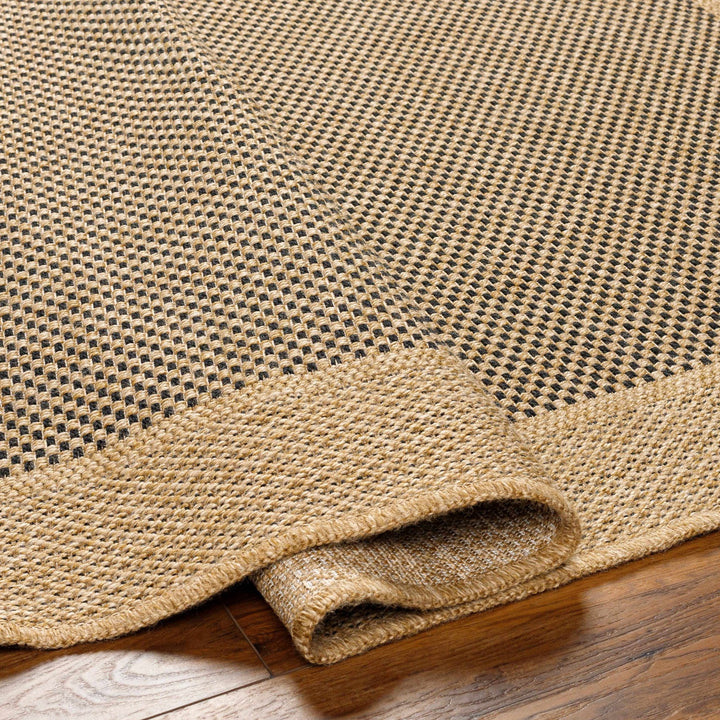 Modern Giles Pattern Tan And Black Machine Woven Indoor & Outdoor Rug - The Rug Decor