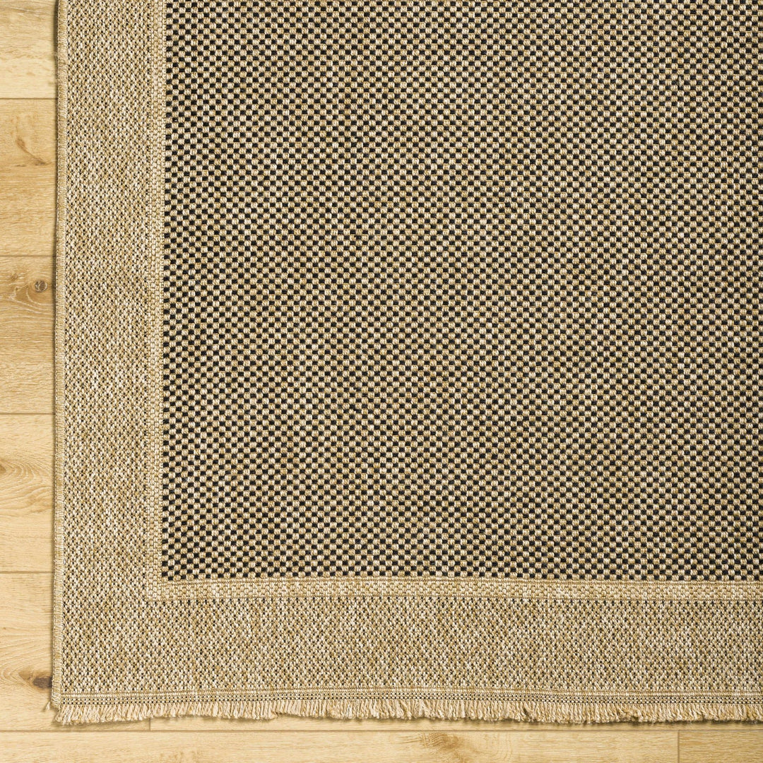 Modern Giles Pattern Tan And Black Machine Woven Indoor & Outdoor Rug - The Rug Decor