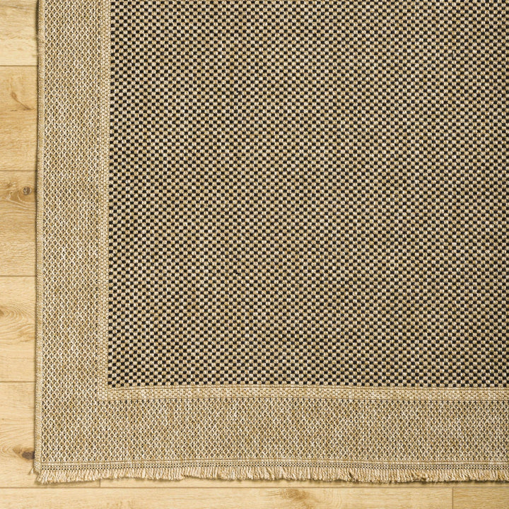 Modern Giles Pattern Tan And Black Machine Woven Indoor & Outdoor Rug - The Rug Decor