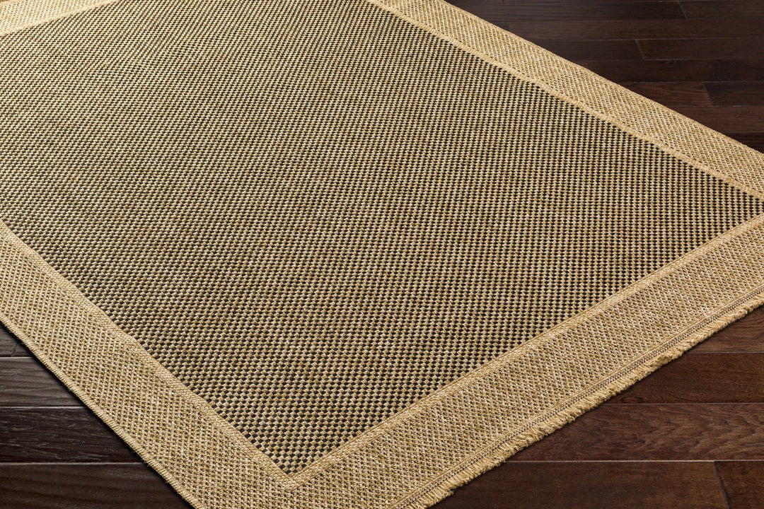 Modern Giles Pattern Tan And Black Machine Woven Indoor & Outdoor Rug - The Rug Decor