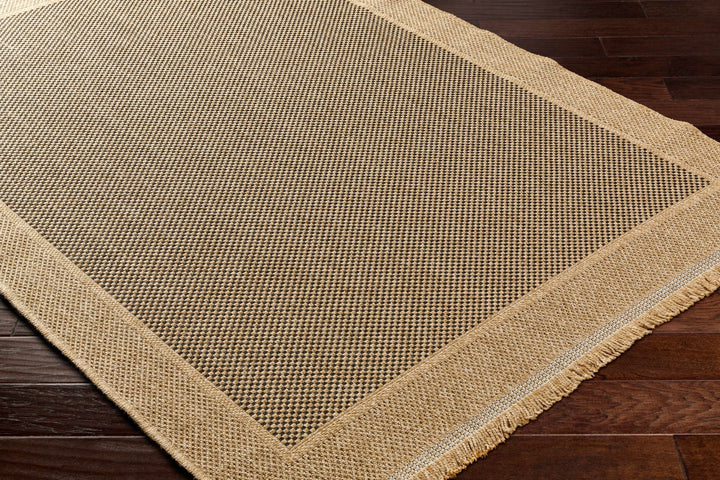 Modern Giles Pattern Tan And Black Machine Woven Indoor & Outdoor Rug - The Rug Decor