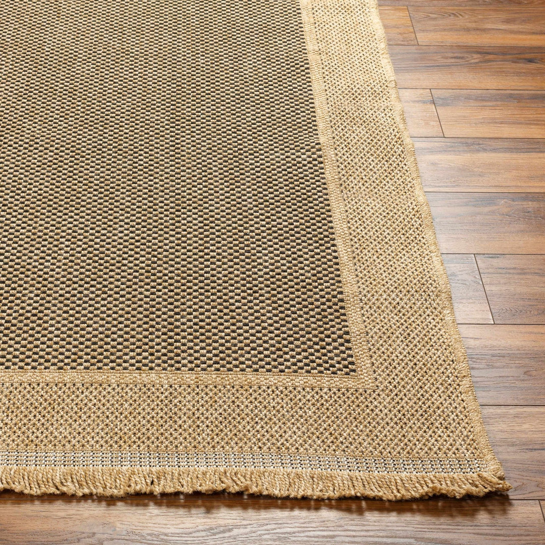 Modern Giles Pattern Tan And Black Machine Woven Indoor & Outdoor Rug - The Rug Decor