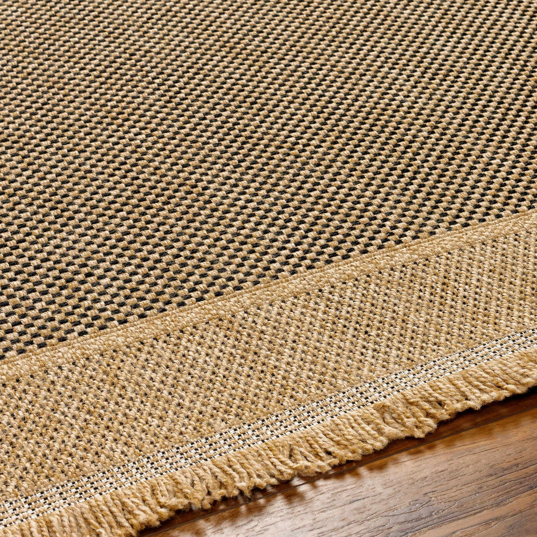 Modern Giles Pattern Tan And Black Machine Woven Indoor & Outdoor Rug - The Rug Decor