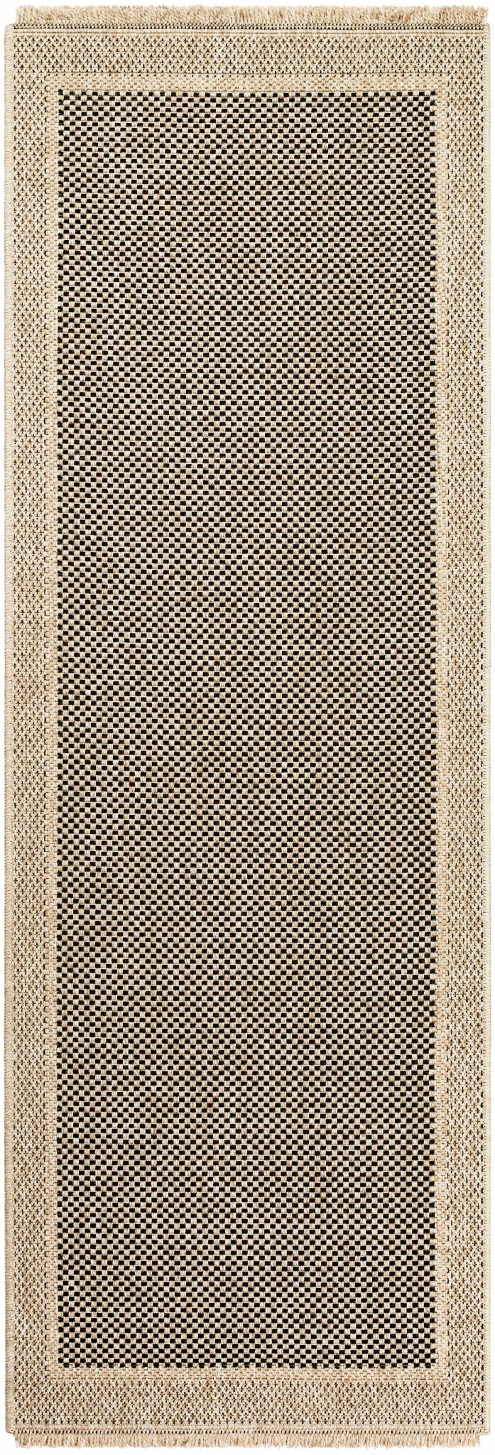 Modern Giles Pattern Tan And Black Machine Woven Indoor & Outdoor Rug - The Rug Decor