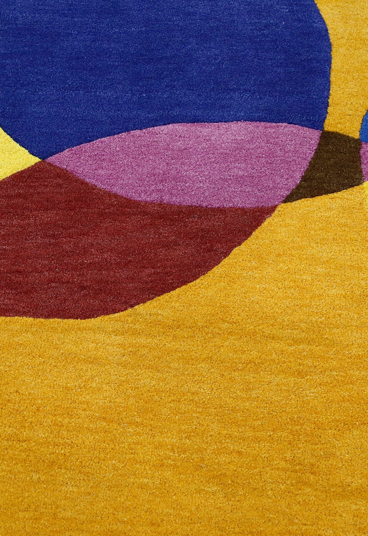 Modern Gold Orbs Hand Tufted 5x6 Wool Area Rug - The Rug Decor