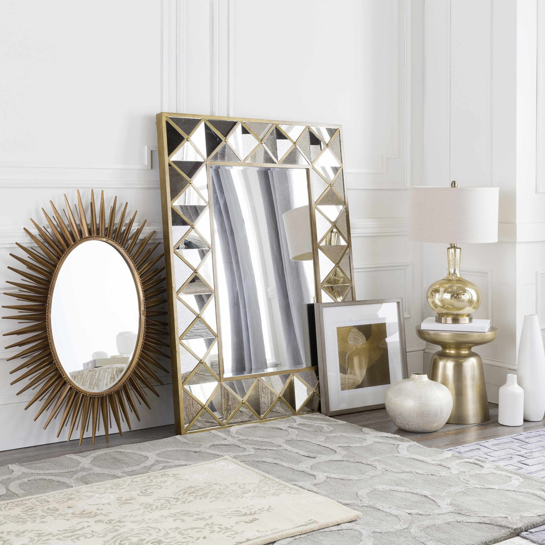Modern Golden Sunburst Oval Shaped Wall hanging Mirror - The Rug Decor