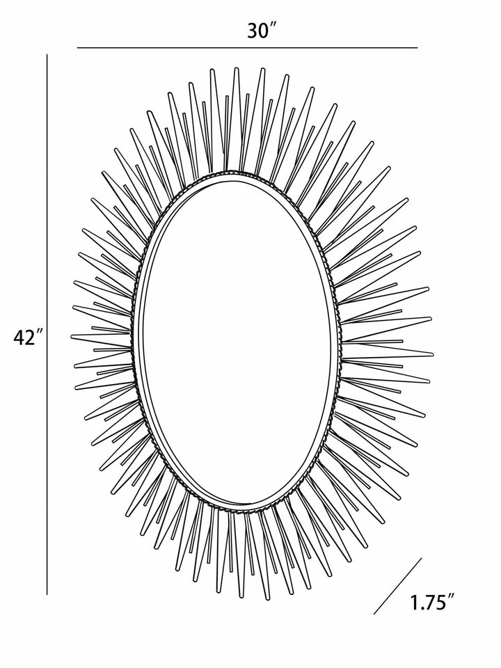 Modern Golden Sunburst Oval Shaped Wall hanging Mirror - The Rug Decor