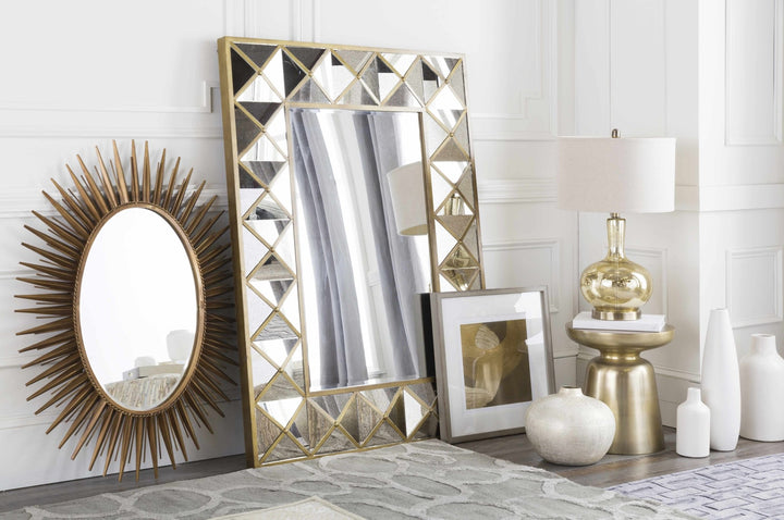 Modern Golden Sunburst Oval Shaped Wall hanging Mirror - The Rug Decor