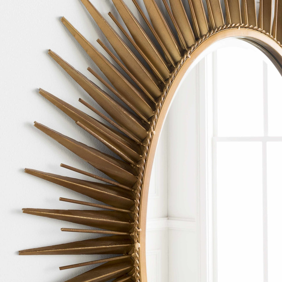 Modern Golden Sunburst Oval Shaped Wall hanging Mirror - The Rug Decor