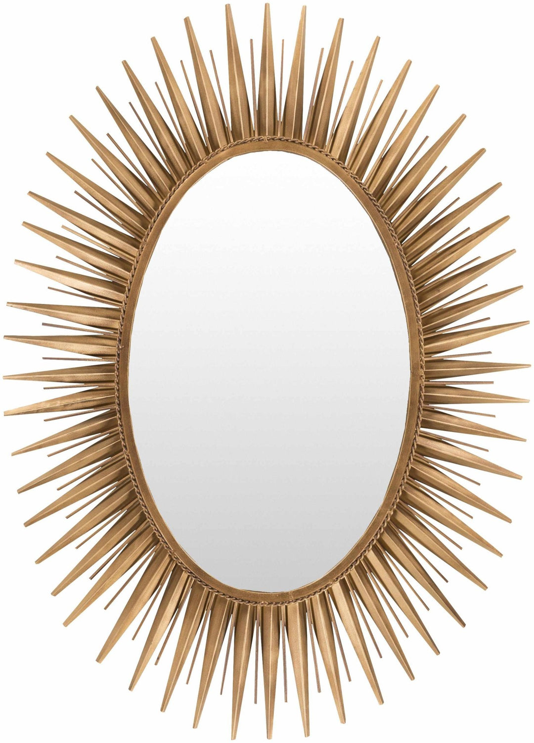 Modern Golden Sunburst Oval Shaped Wall hanging Mirror - The Rug Decor