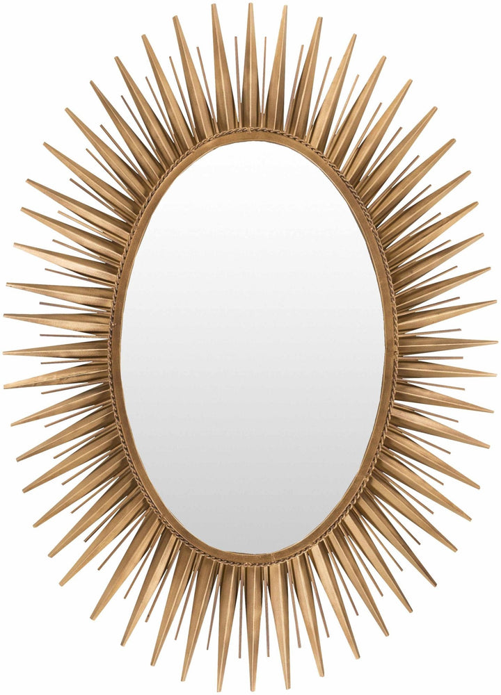 Modern Golden Sunburst Oval Shaped Wall hanging Mirror - The Rug Decor