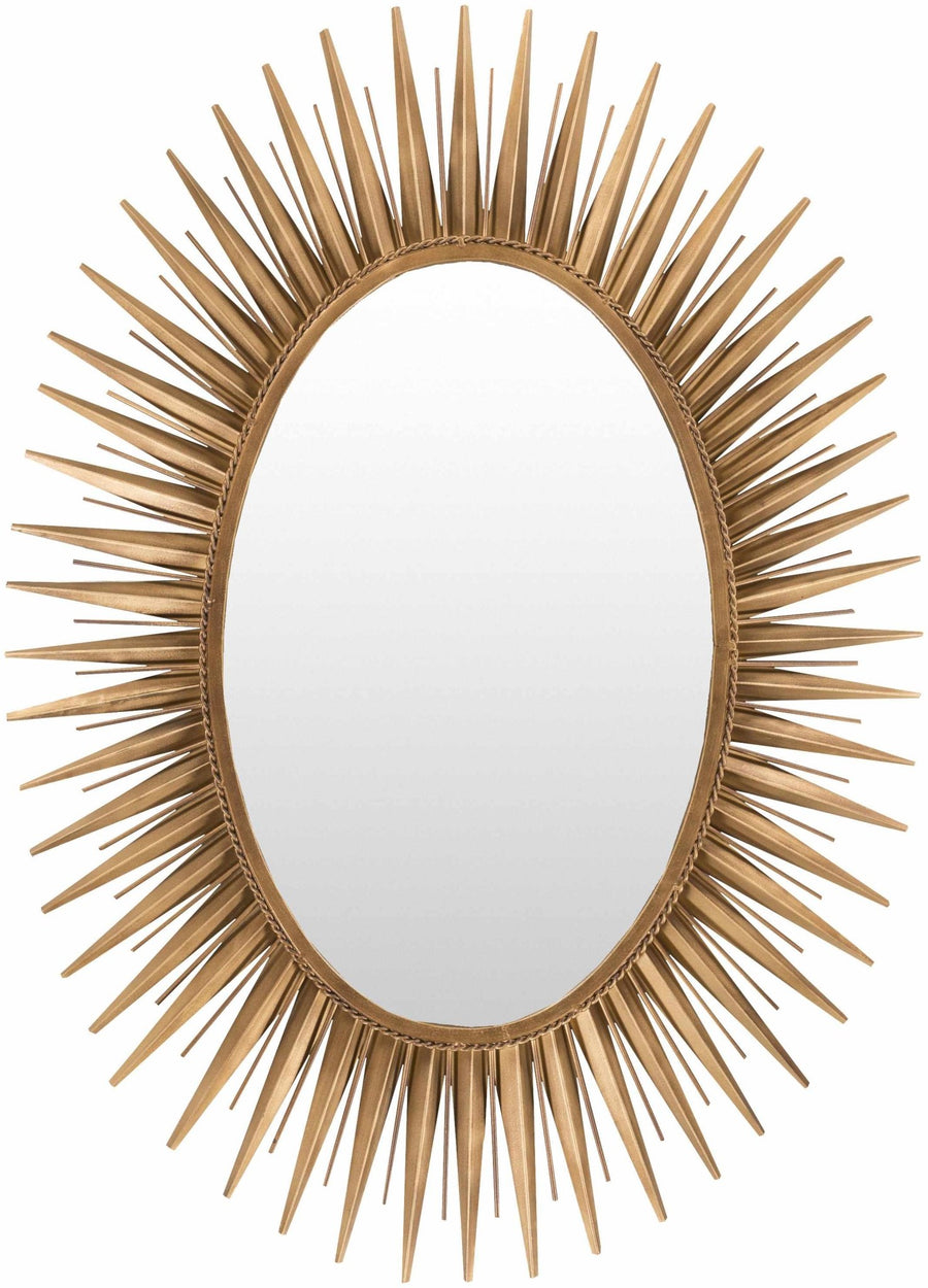 Modern Golden Sunburst Oval Shaped Wall hanging Mirror - The Rug Decor