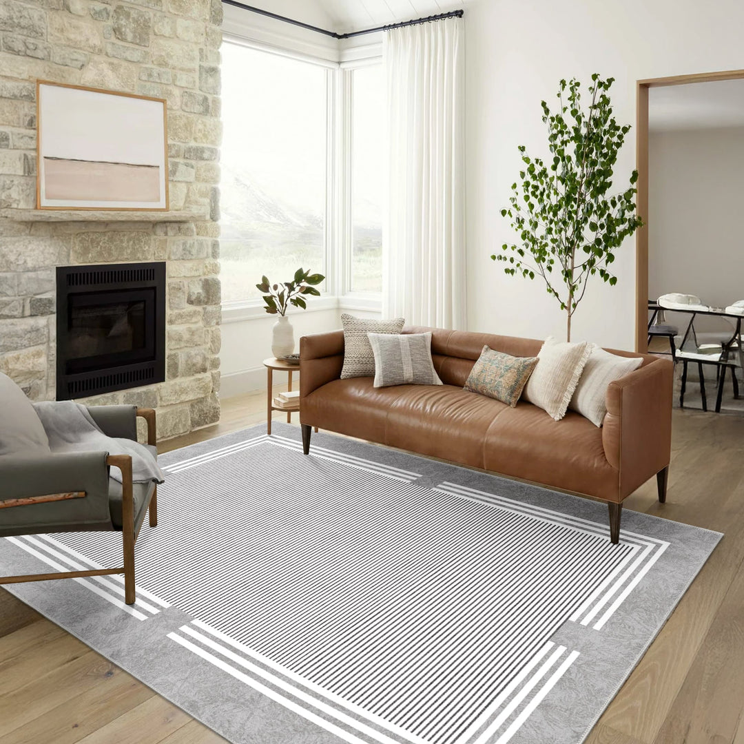 Modern Gray Machine Washable Cotton Area Rug - The Rug Decor