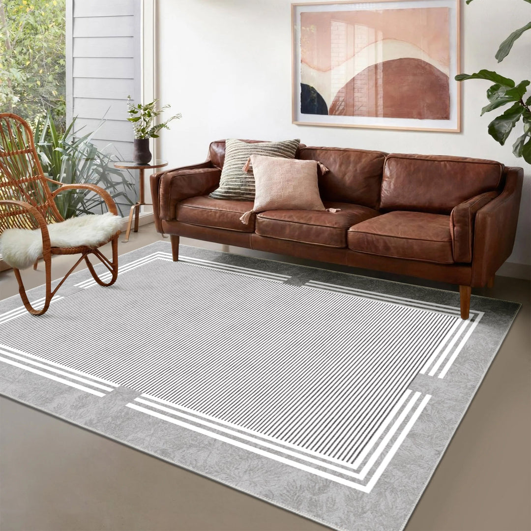 Modern Gray Machine Washable Cotton Area Rug - The Rug Decor