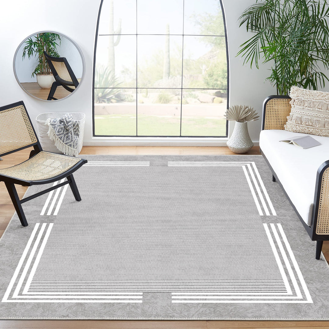 Modern Gray Machine Washable Cotton Area Rug - The Rug Decor