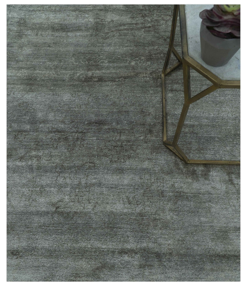 Modern Gray Solid Design 6x8.7 Hand Knotted Wool Area Rug - The Rug Decor