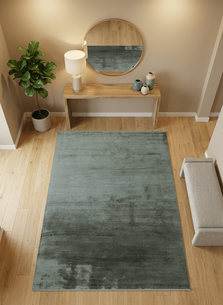 Modern Gray Solid Design 6x8.7 Hand Knotted Wool Area Rug - The Rug Decor