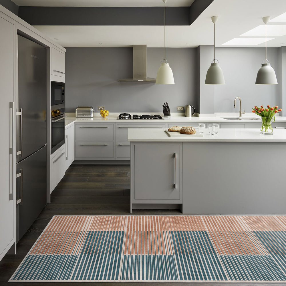 Modern Grey And Brown Machine Washable Cotton Area Rug - The Rug Decor