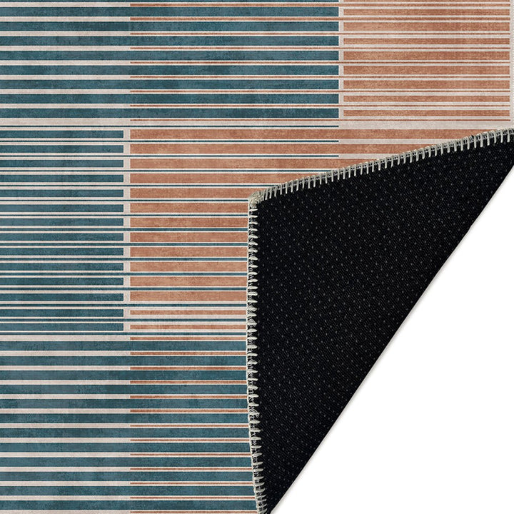 Modern Grey And Brown Machine Washable Cotton Area Rug - The Rug Decor