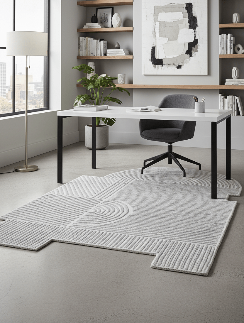 Modern Grey Lines Hand Tufted 5x7 Wool Area Rug - The Rug Decor