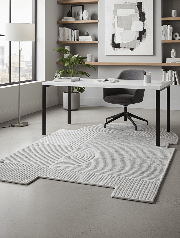 Modern Grey Lines Hand Tufted 5x7 Wool Area Rug - The Rug Decor