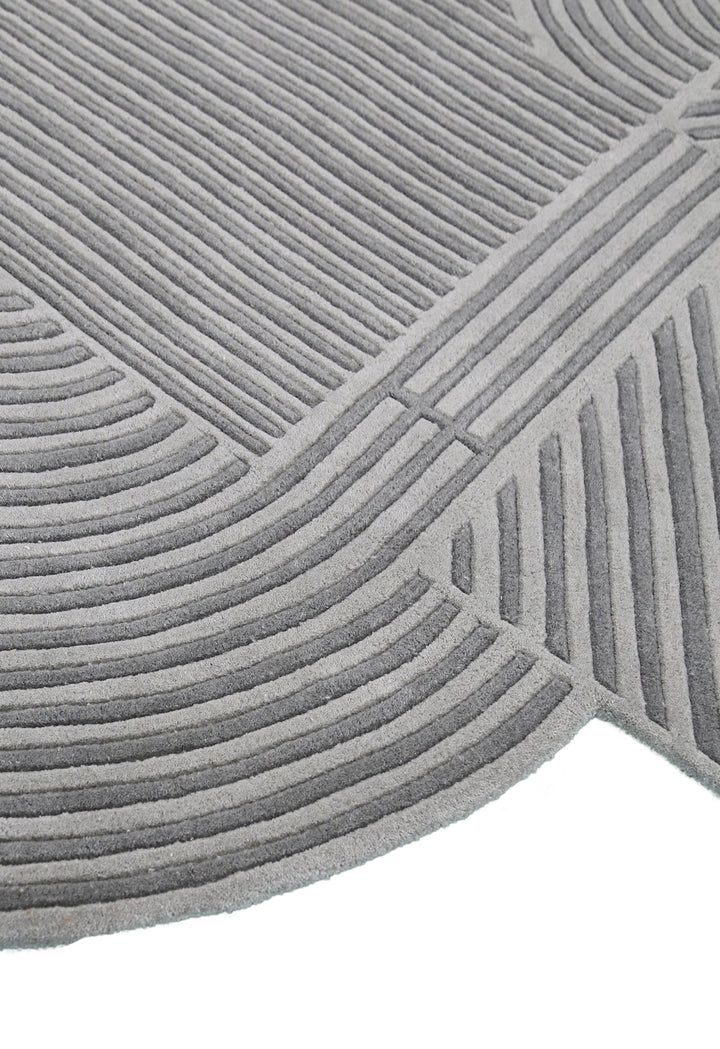 Modern Grey Lines Hand Tufted 5x7 Wool Area Rug - The Rug Decor