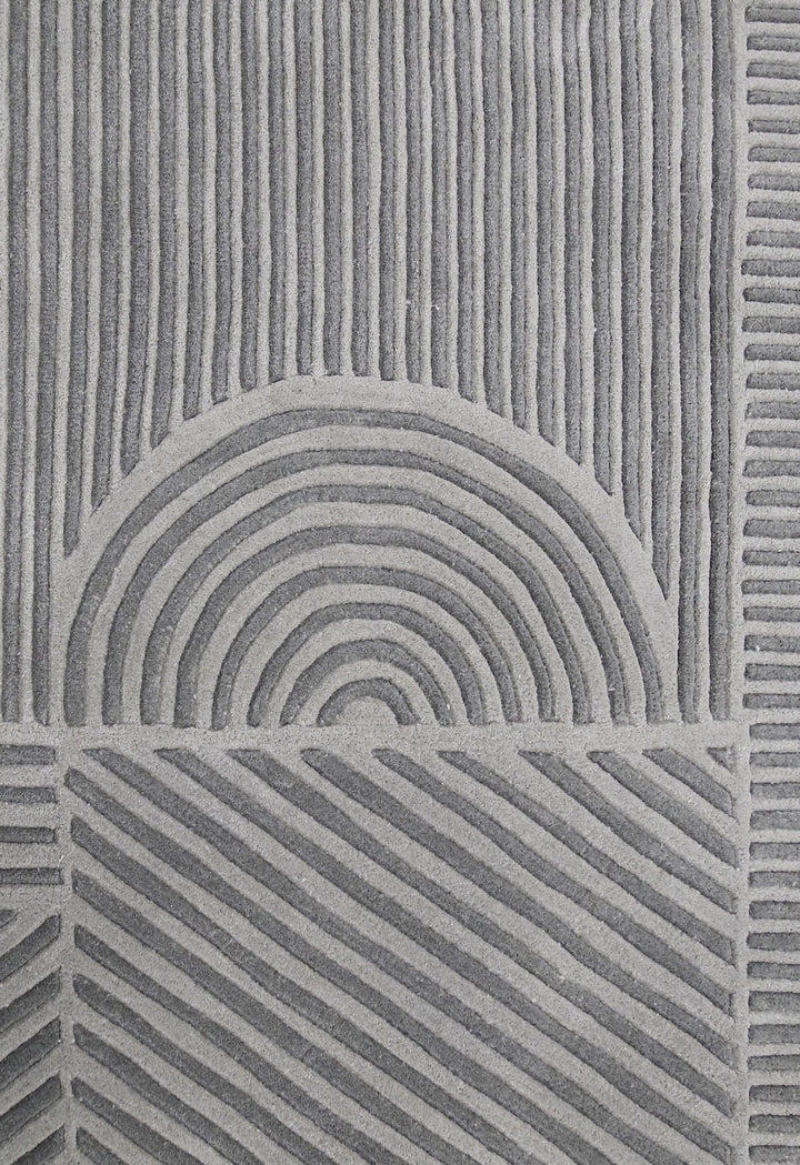 Modern Grey Lines Hand Tufted 5x7 Wool Area Rug - The Rug Decor