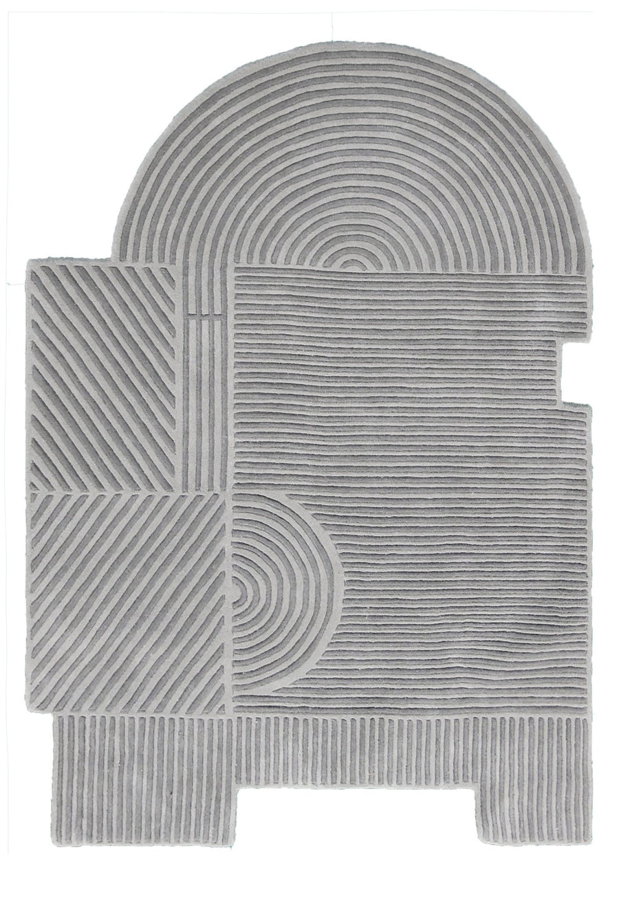 Modern Grey Lines Hand Tufted 5x7 Wool Area Rug - The Rug Decor