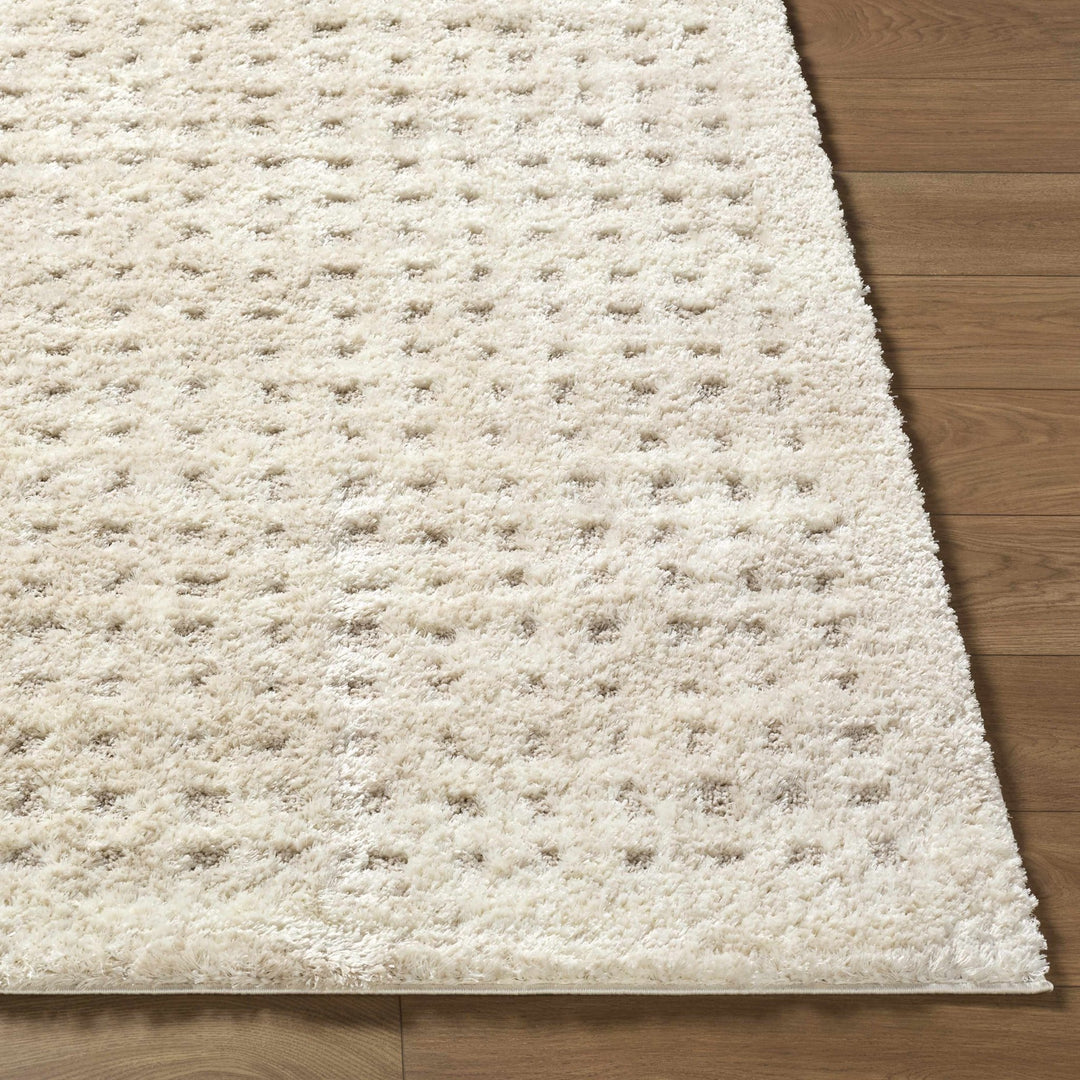 Modern Grid Pattern Ivory Machine Woven Rug - The Rug Decor