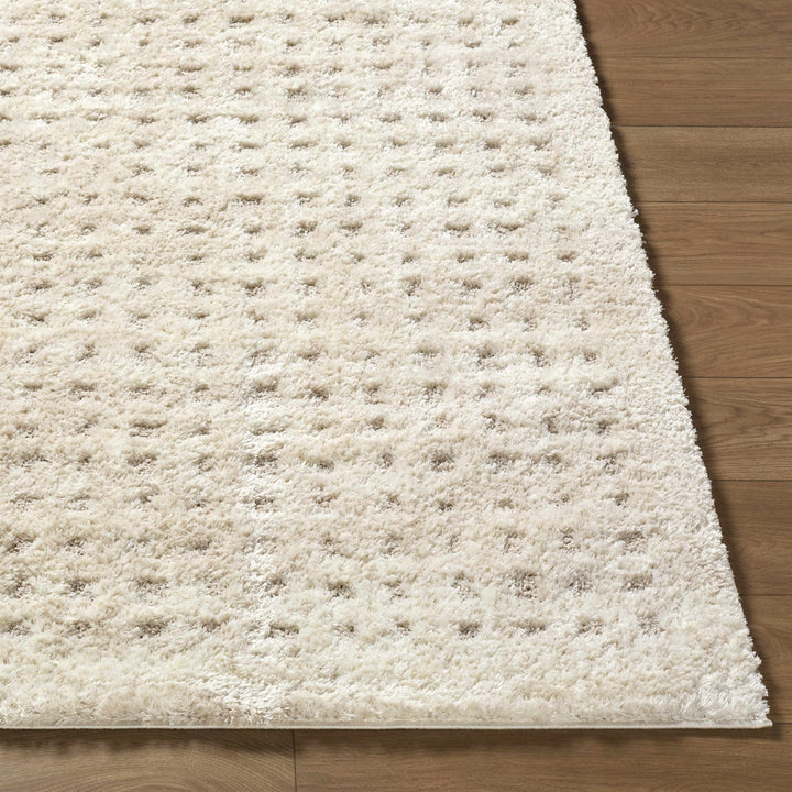 Modern Grid Pattern Ivory Machine Woven Rug - The Rug Decor