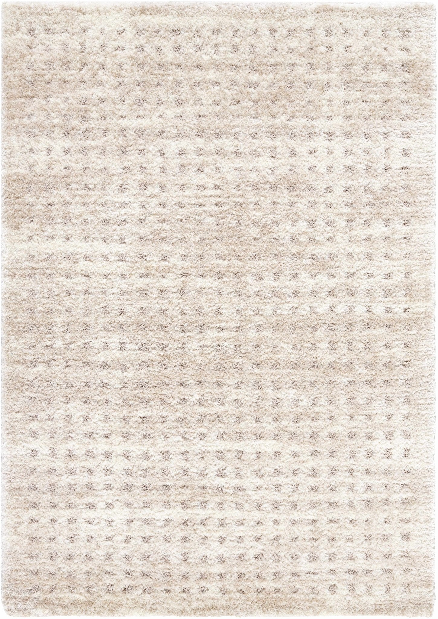 Modern Grid Pattern Ivory Machine Woven Rug
